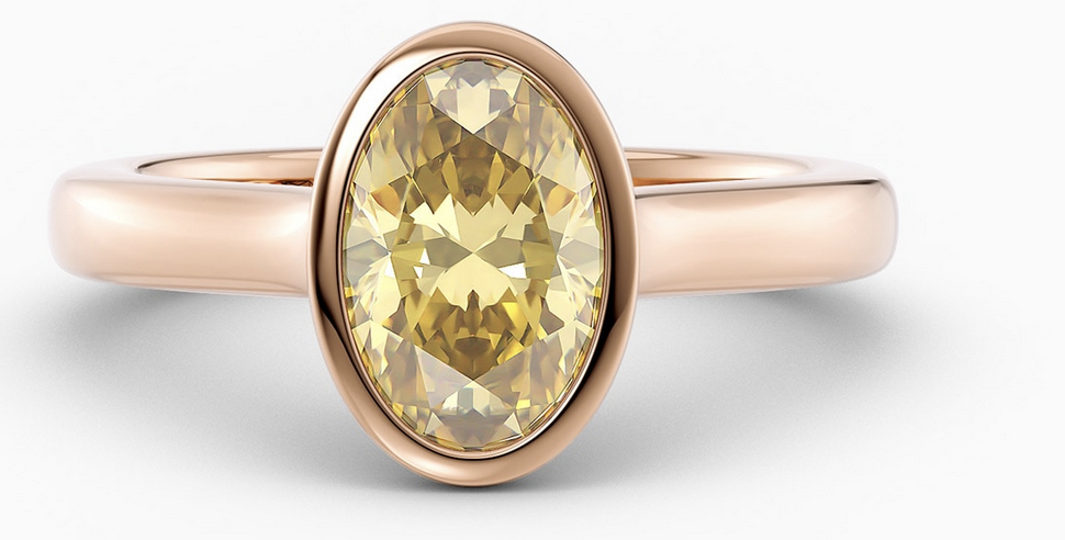 Oval Solitaire Champagne Diamond Ring